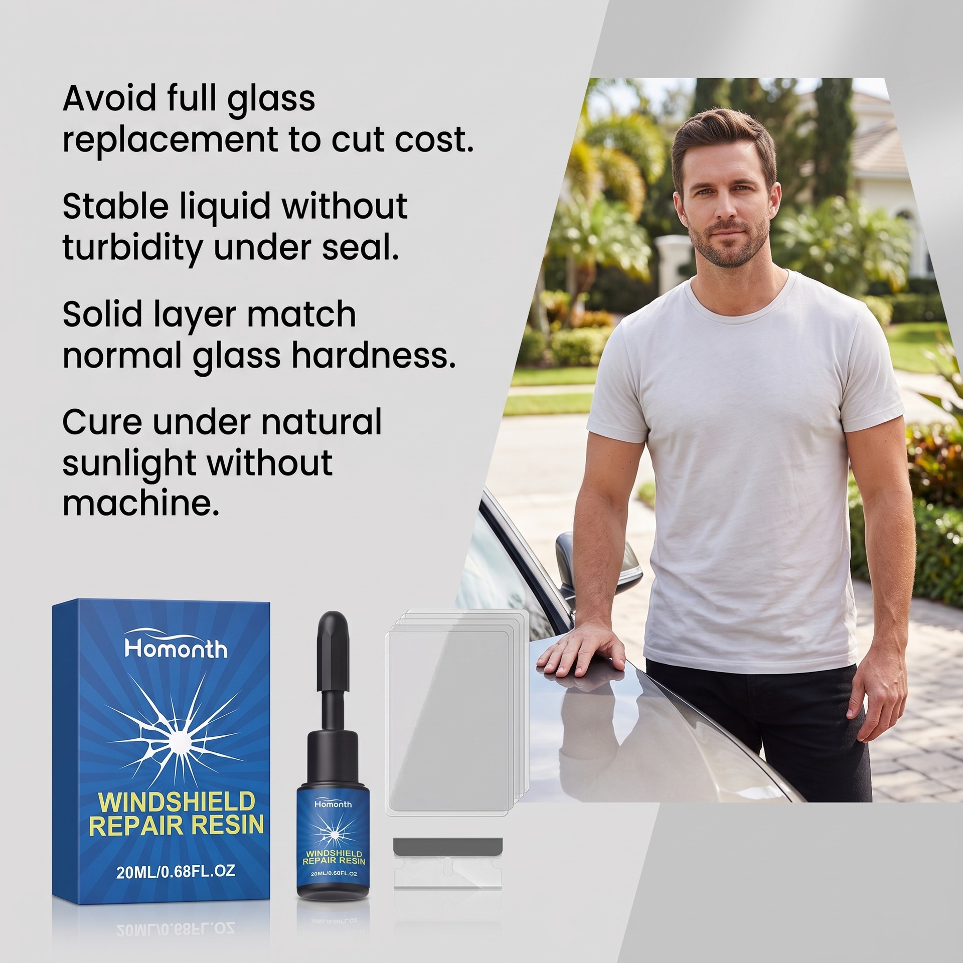 HOMONTH Car Windshield Care Kit Transparent Filler for Cracks and Gaps to Enhance Clarity
