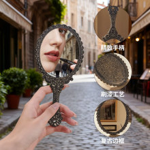 复古宫廷风化妆镜手持镜子迷你塑料便捷小号梳妆镜美容院新款