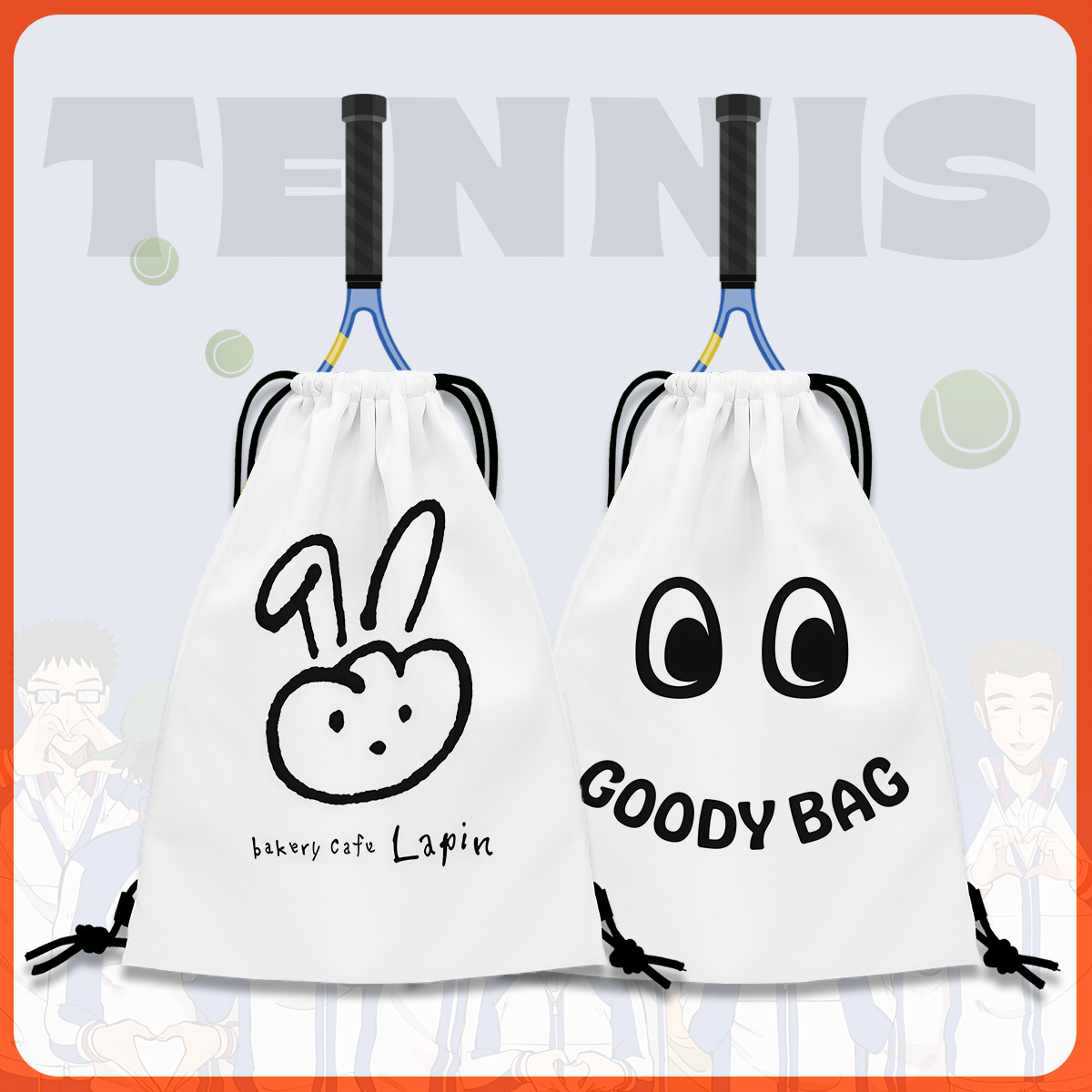 Funny and Cute Tennis Bag New Style Simple and Fashionable Tennis Racket Bag Trendy Printed Student Outdoor Sports Backpack