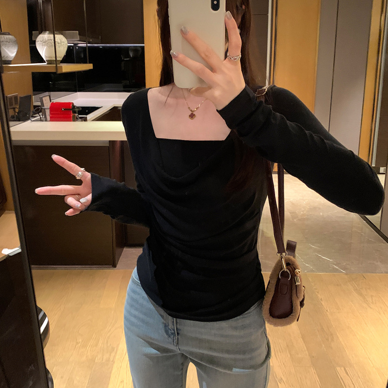 纯欲辣妹风设计感荡领长袖T恤女装2025秋季新款好物漂亮掐腰上衣|undefined