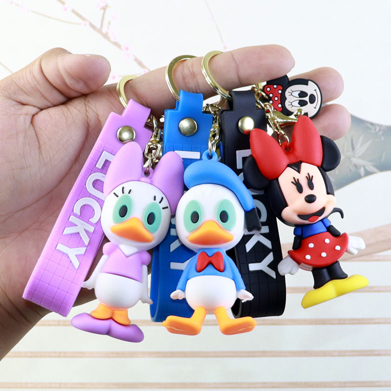 Creative Cartoon New Daisy Mickey Minnie Keychain Car Pendant Key Chain Donald Duck Silicone Doll