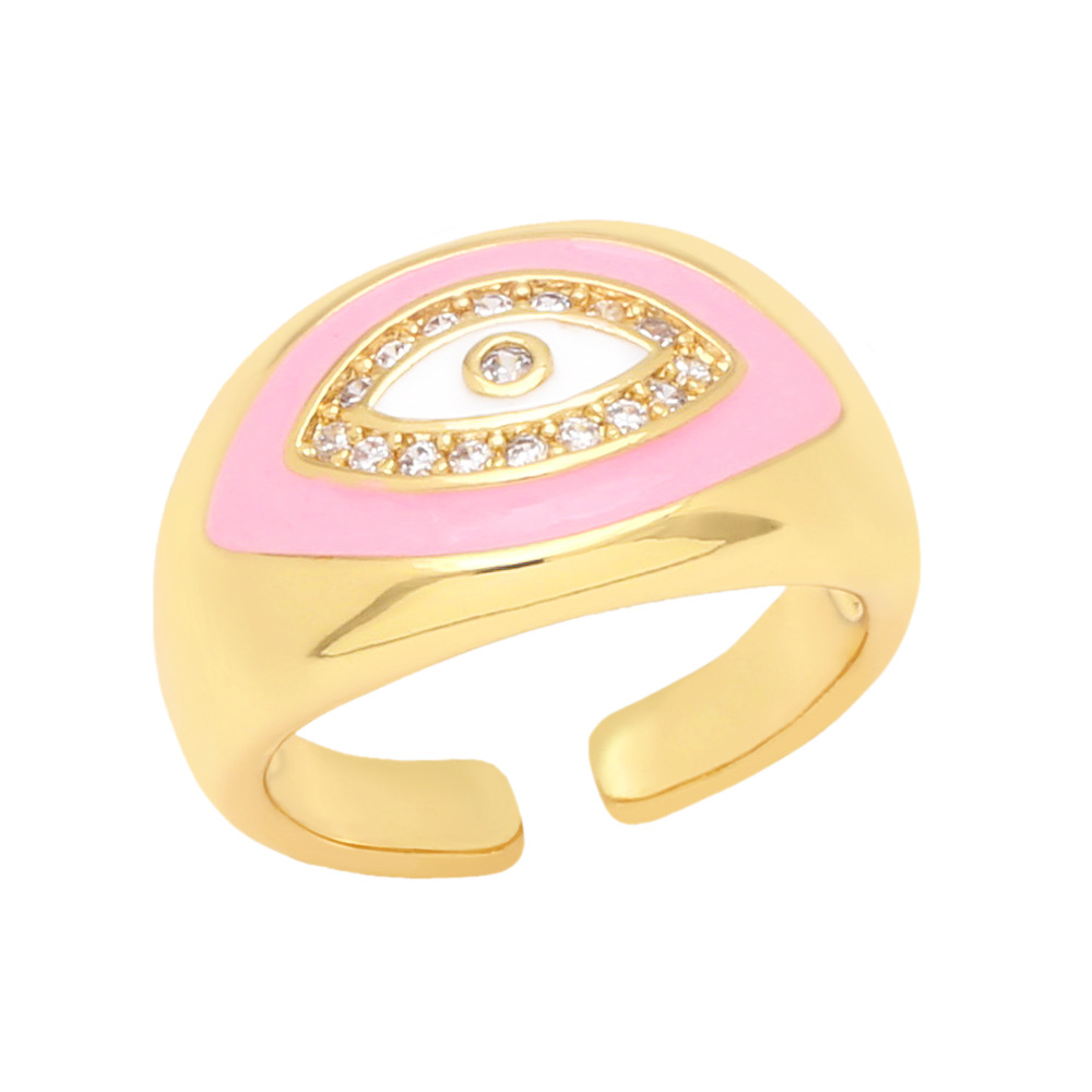 New Devil's Eye Copper 18k Gold-plated Zircon Ring display picture 2