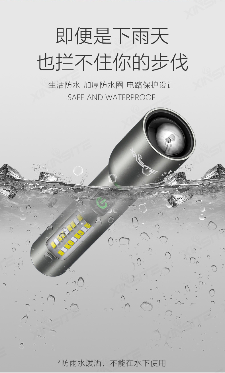 Cross-border new outdoor silver dragon flashlight multi-functional long-range lighting laser long-range working side lights
