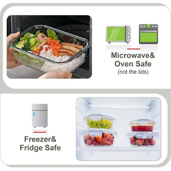 Amazon Glass Preservation Box Lunch Box Large Capacity Lunch Box Sealed Rice Bowl Refrigerator Glass Preservation Box