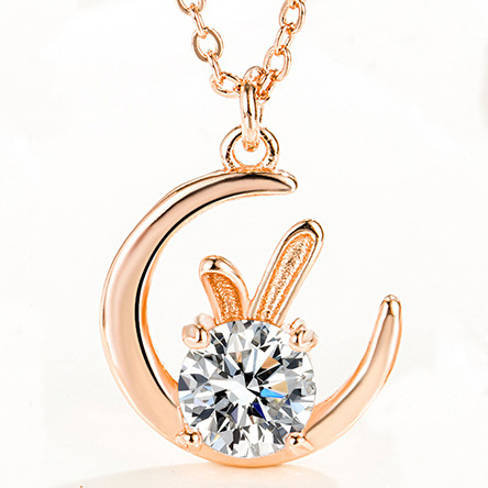  New Cute Moon Rabbit Necklace Earrings for Women Year of the Rabbit Cute Rabbit Suit Fashion Design Holiday Gift