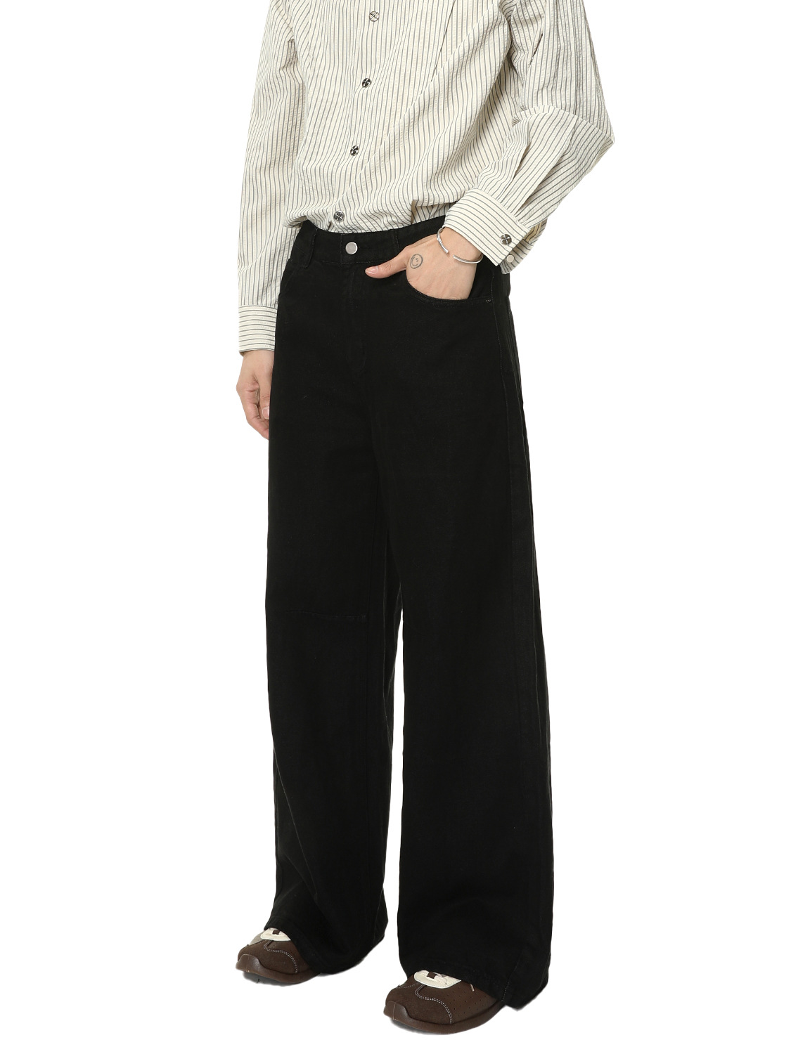 MTLCLOTHES Hombres| Coreano Cleanfit simple estilo de algodón de cintura media clásico versátil jeans recto