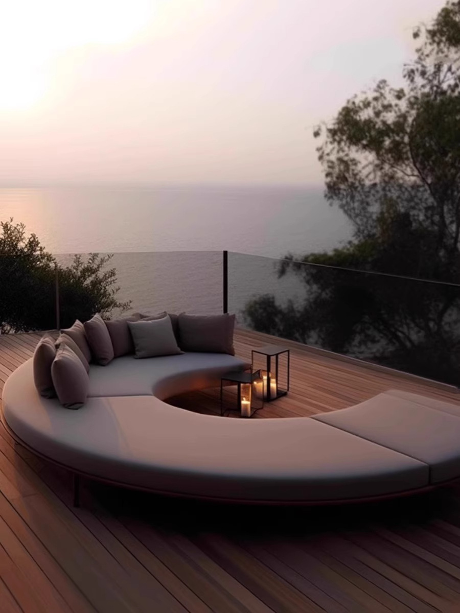 Sofá al aire libre Villa de madera maciza combinación de ocio tarjeta impermeable muebles mesas de té jardín al aire libre terraza teca