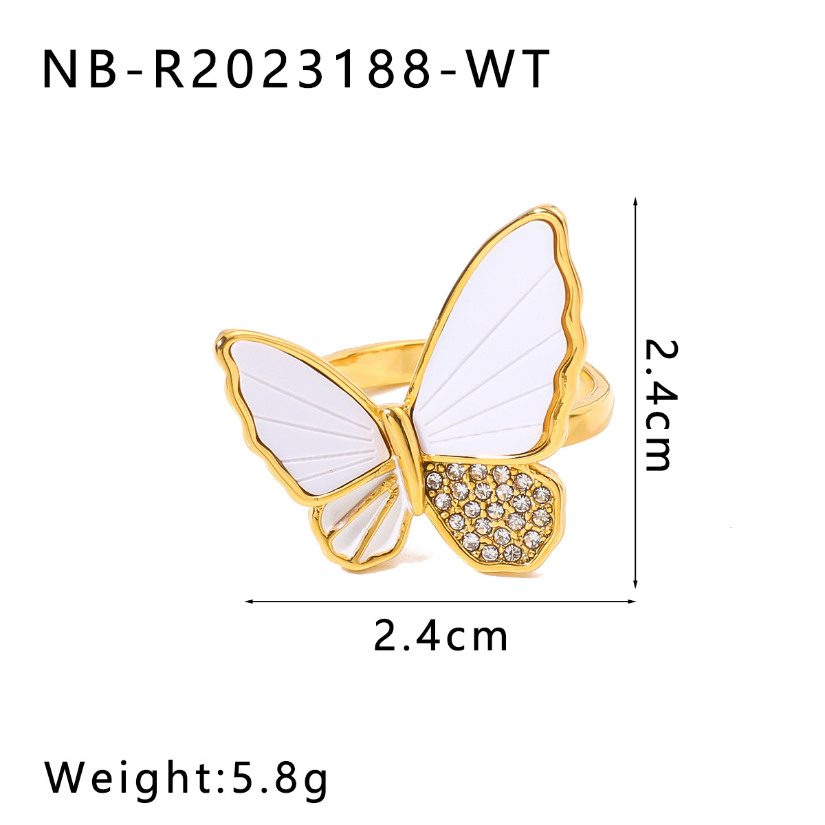 1 Piece Quantity Daily Occasion 304 Stainless Steel Material Wholesale Jewelry Vintage Style Butterfly Titanium Steel Plating Open Rings