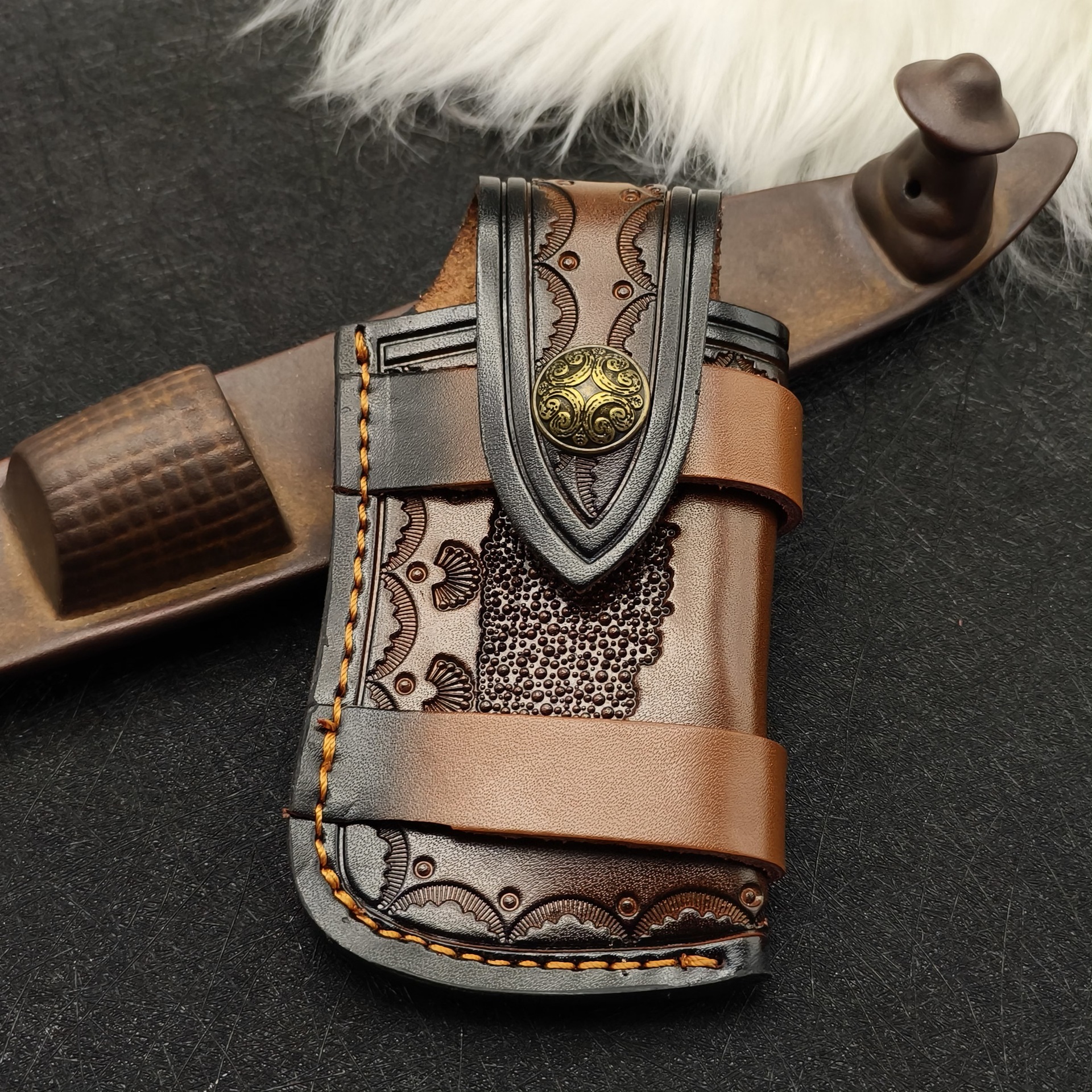 첫 번째 레이어 소가죽 가죽 케이스