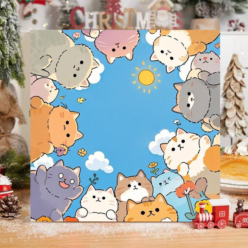 子猫デジタル油絵 diy 着色かわいい漫画動物手作り子供のシンプルな油絵装飾卸売|undefined