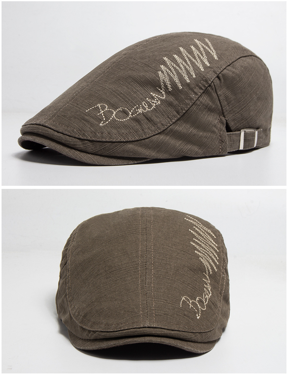 New Beret Spring and Autumn Pure Cotton Embroidered Duck Tongue Men's Fashion Casual Forward Hat_voghion.com