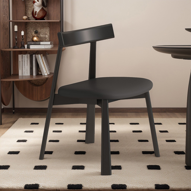 Silla de comedor de madera maciza nórdica, tela de lino y algodón para el hogar, estilo retro, silla trasera de cuero de microfibra, mesa y silla de comedor de hotel, taburete