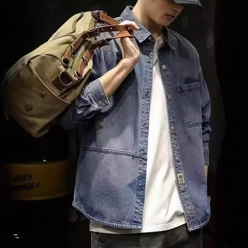 American Heavyweight Denim Jacket for Men - Spring and Autumn New Style Trend Brand Cool Workwear Jacket Loose Large Size Autumn Shirt
