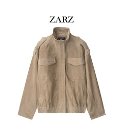 ZARZ 自制 欧美风 新款女装 时髦休闲绒面质感皮革外套4341/770