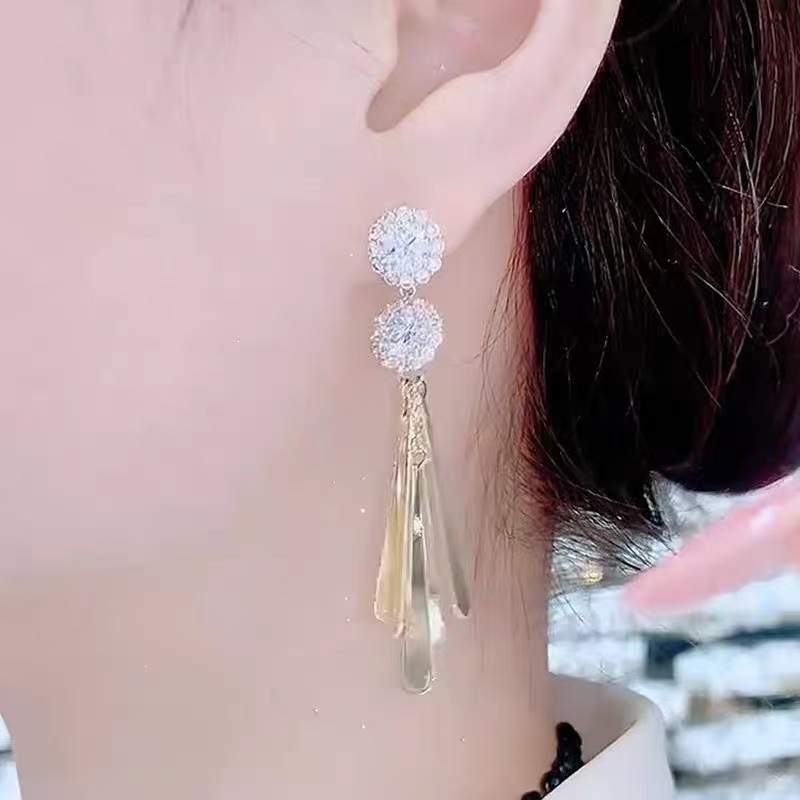 花团锦簇微镶流苏耳环轻奢高级感百搭气质耳坠小众设计感耳饰|undefined