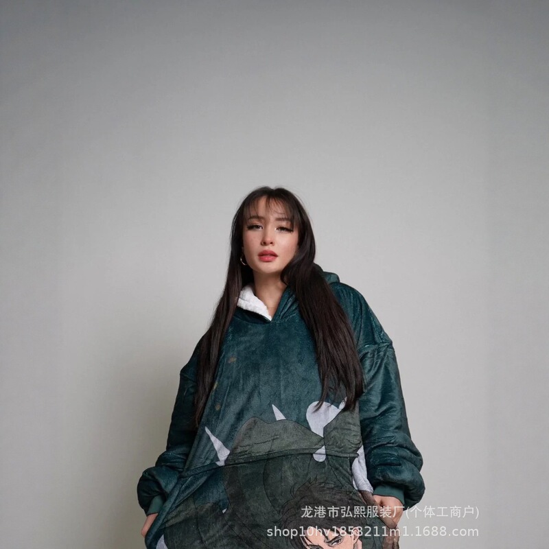 2025 Autumn/Winter New Anime Print Hooded Sweatshirt Jacket for Women, Fleece Lined, Thick, Loose Fit, Couple Style, Trendy Blanket Jacket 2025 Autumn/Winter New Anime Print Hooded Sweatshirt Jacket for Women, Fleece Lined, Thick, Loose Fit, Couple Style, Trendy Blanket Jacket