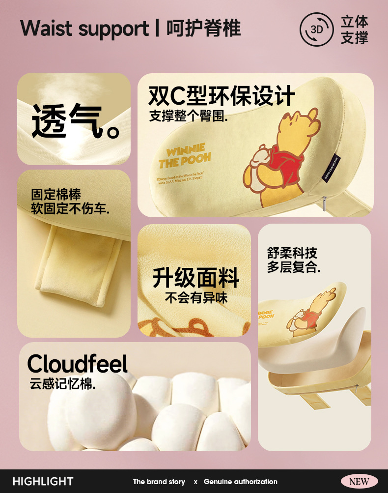 Car headrest and lumbar support cushion for driving, seat backrest, car lumbar pad, waist support, and back cushion