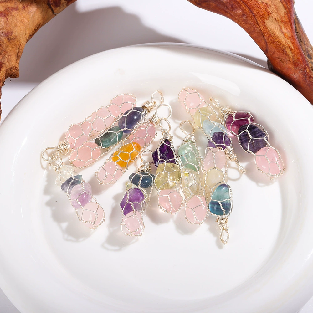 Natural water, crystal, pendant, accessory, natural ore, European style, handmade