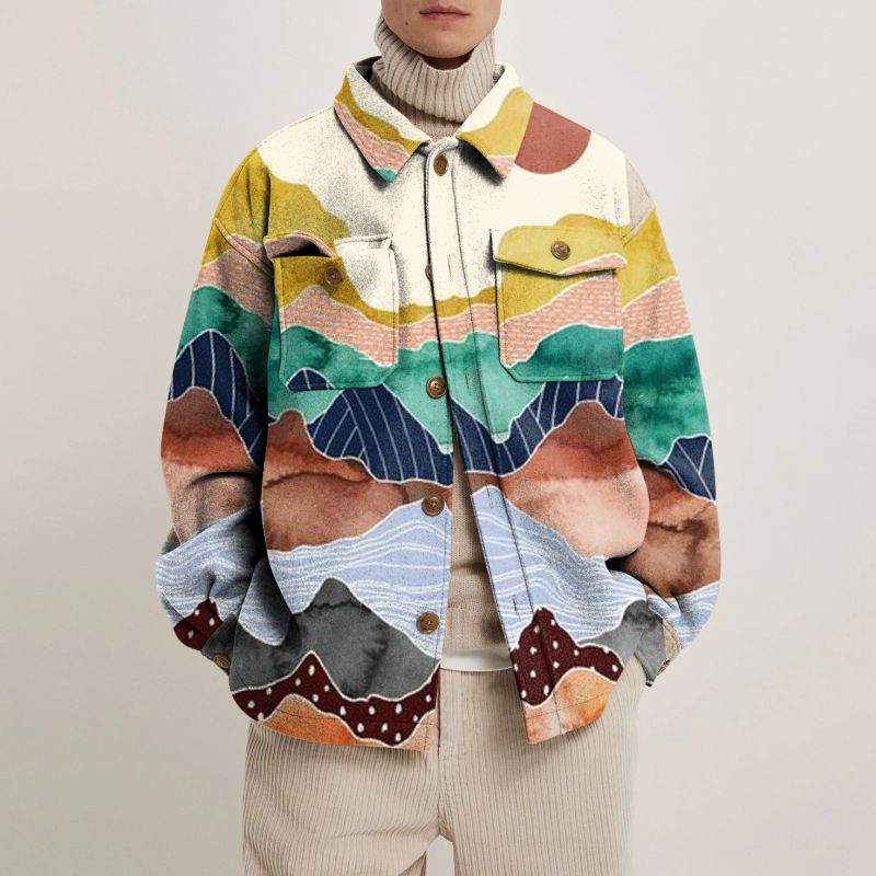 Herren Jacke Mit Graffiti Print Aus Baumwolle Und Reverskragen_voghion.com