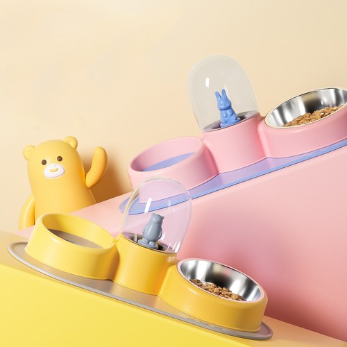 New dog bowl, cat bowl, double bowl, automatic cat feeder, dog bowl, stainless steel bowl, pet water fountain, pet supplies