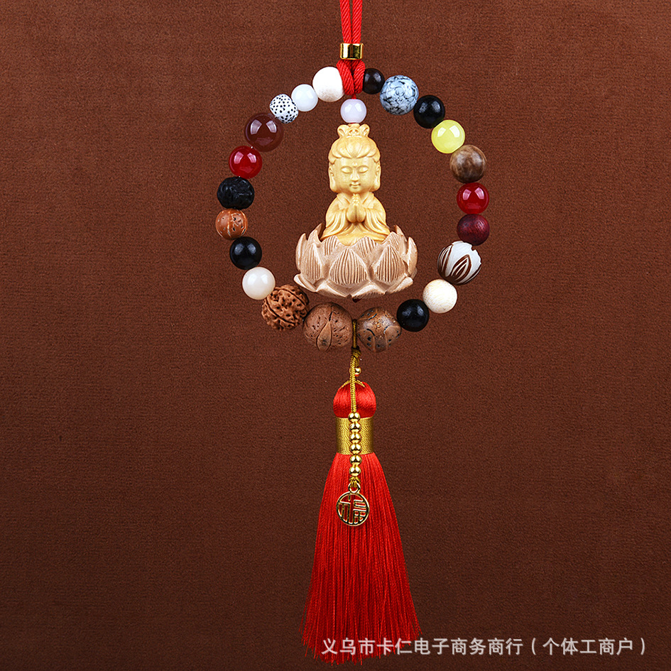 Car hanging, Mu Ding Yao Beads Hanging Ornament - 18-beads-guanyin-red