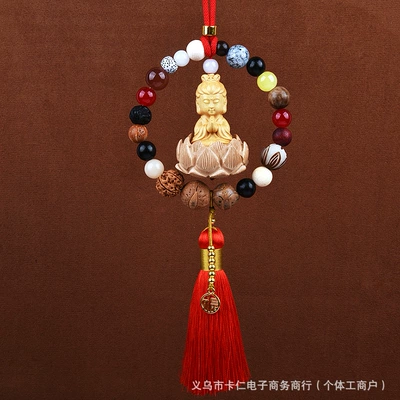 Car hanging, 18-Seed Car Pendant, Multi-Treasure Buddha - eighteen-sons-of-guanyin-red