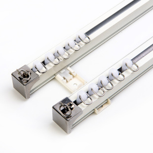 Heavy elf curtain straight rail aluminum alloy curtain accessories slide track curtain slide single and double track side top hook