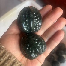 天然藏玉药王石核桃手球强磁蛇纹石保健文玩玉石雕刻核桃摆件礼品
