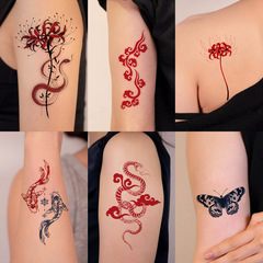 Color tattoo stickers for women waterproof and sweat-proof personalized Higan flower butterfly koi flower arm tattoo stickers wholesale