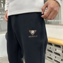 春夏上新休闲裤男士弹力潮流刺绣束脚裤百搭宽松长裤时尚简约男裤