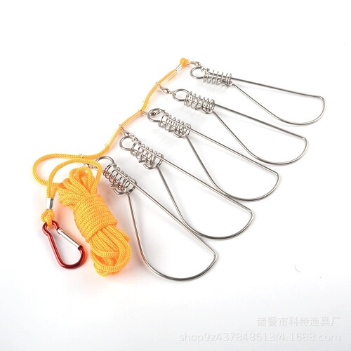 Stainless Steel Fish Lock, Live Fish Clip, Lure Fishing Lock Clip, Nylon Cord Fish Clip, Small Fishing Accessories