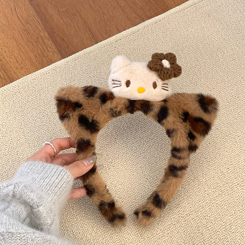 Caricatura encantadora Kitty Hairband ~ Peludo Otoño Invierno Nuevo Black Pkt Cat Headband Caricature Facial Hairband Chick