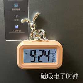 创意冰箱贴磁贴多功能时钟厨房磁吸电子温度计时器学生数字小闹钟