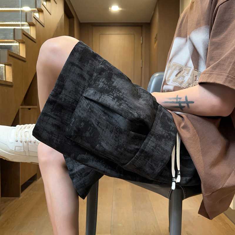 Pantalones cortos de trabajo de verano de moda masculinos, pantalones de diseño sueltos resistentes, bolsillo grande, pantalones casuales de cinco puntos transfronterizos