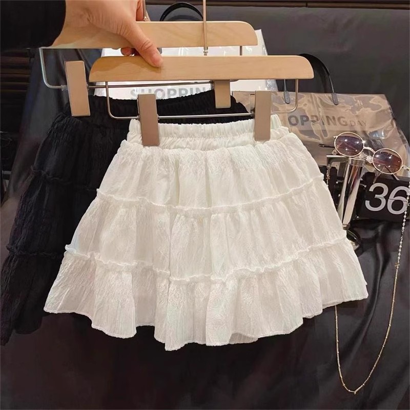 2024韓版女童蛋糕裙夏季新款寶寶洋氣百搭短裙木耳花邊A字半身裙