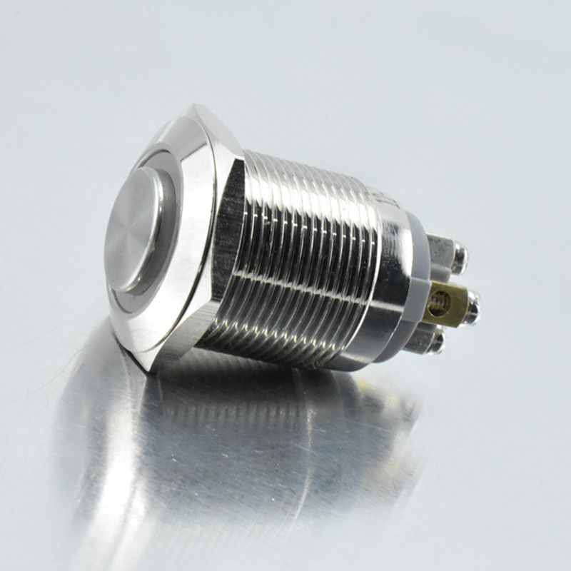 乐牛19mm高头自复环形带灯金属按钮开关防水IP65 12/16/19/22