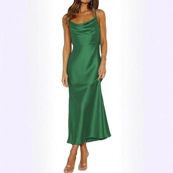 In Stock 26 Spring/Summer European and American Cross-Border Sexy Spaghetti Strap Prom Party Dress Amazon Satin Evening Dress