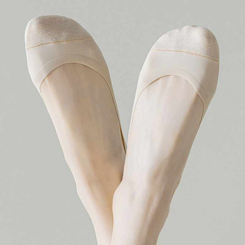 Non-slip heel socks for women Spring solid color silicone non-slip terry cotton bottom ankle socks thin mesh breathable invisible socks