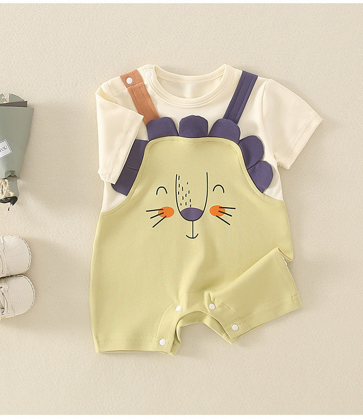Bebé verano nuevo estilo dibujos animados moda mono recién nacido fuera tesoro hombres y mujeres tesoro mameluco lindo traje de escalada