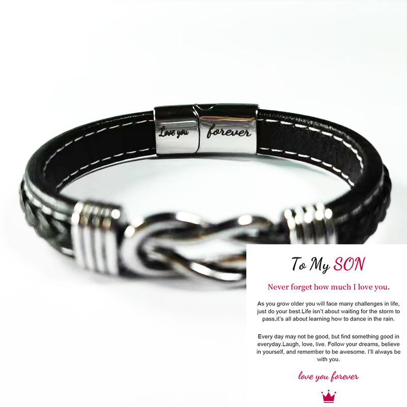 1 Piece Fashion Letter Pu Leather Alloy Men's Bracelets display picture 2