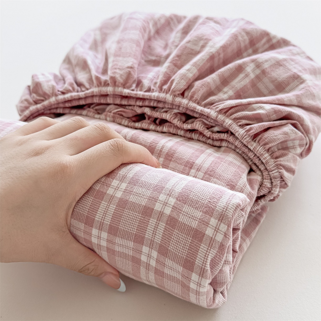 100% de algodón teñido de algodón lavado con agua una sola cama de tres piezas con estera protectora, cubierta de cubierta sucia para estudiantes