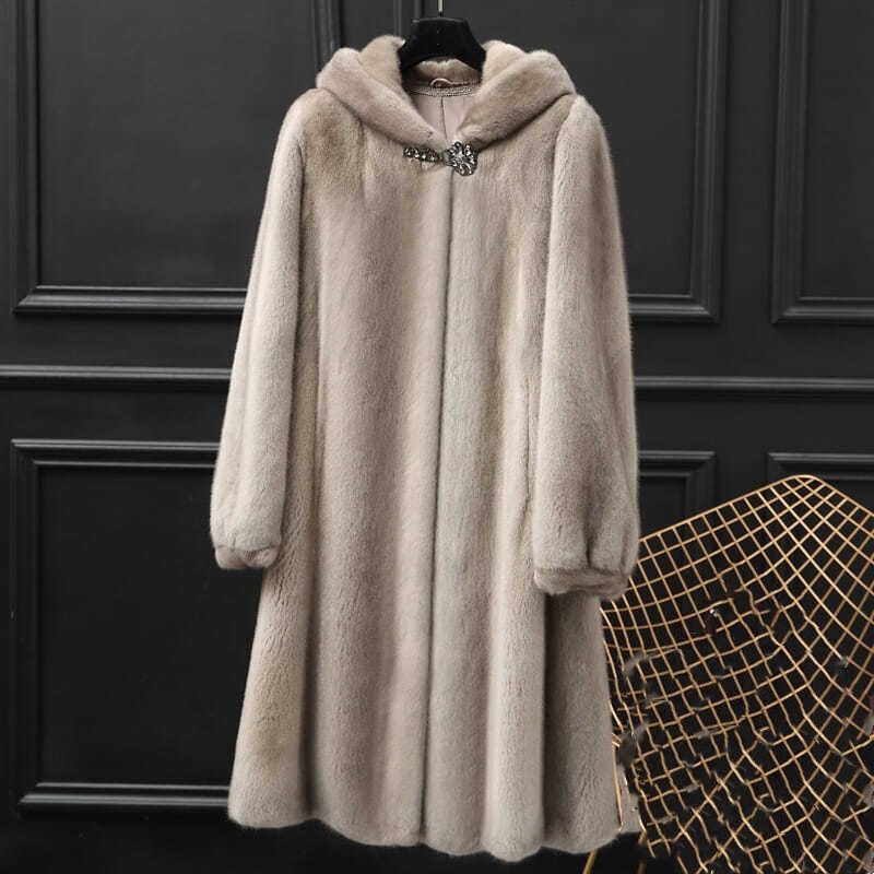 European and American New Style Faux Mink Fur Coat for Women, Mid-Length Faux Fur Jacket with Hood, Winter 2026 European and American New Style Faux Mink Fur Coat for Women, Mid-Length Faux Fur Jacket with Hood, Winter 2026