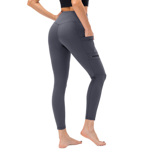 Nude-feeling double-sided brushed yoga pants for women, tight-fitting hip lifting sports quick-drying breathable running fitness pants 12369