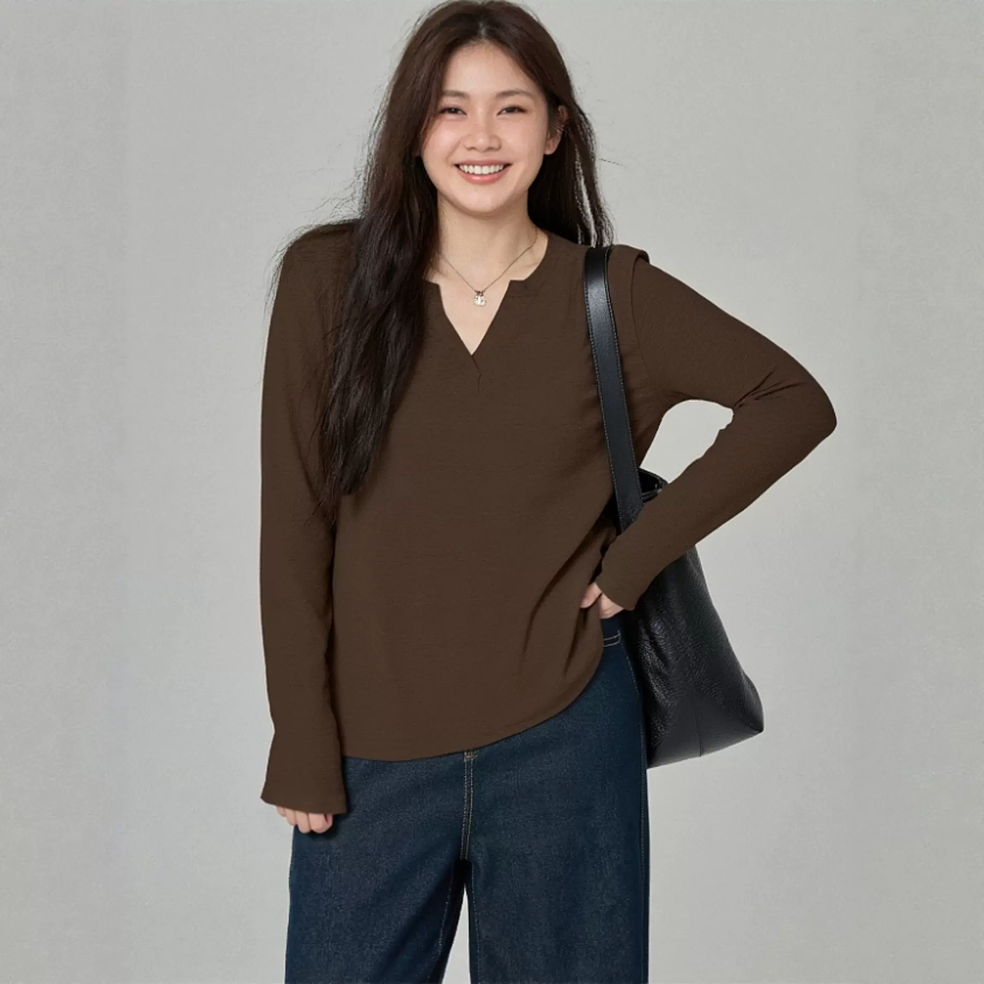 大码女上衣秋季美拉德咖啡色独特漂亮女装240斤胖MM绝美T恤3570