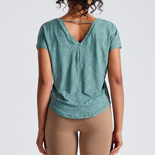 Women's Loose Fit Yoga Top Fitness T-Shirt, Thin Blouse, Sports Short Sleeve, Quick Dry Running Top for Large Sizes
