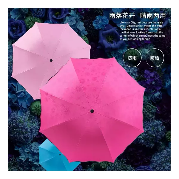 Manufacturer's In-Stock 70% off Fold Eight-Strand Umbrella That Blooms When Wet, Dual-Use for Sun and Rain, Uv Protection, Wholesale Custom Cheap Promotional Umbrella