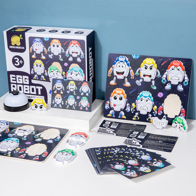 CPC CE cross-border children's educational toy egg toy robot expression puzzle puzzle matching double battle game