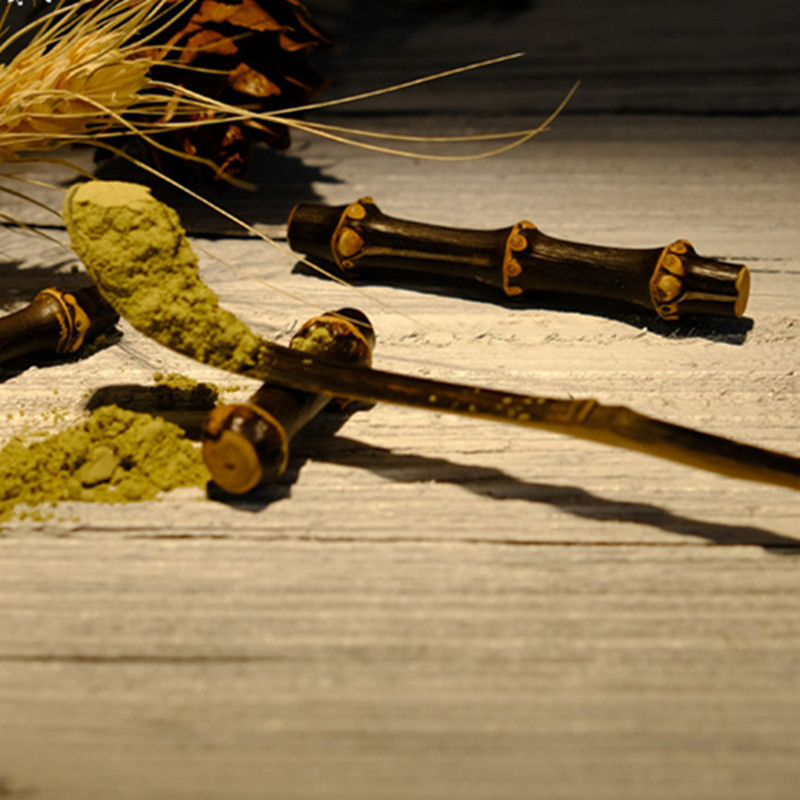 Estilo japonés Matcha herramientas púrpura bambú Matcha polvo cuchara de té de bambú cuchara cucharadita taza de té Selección de té raspado ceremonia del té utensilios