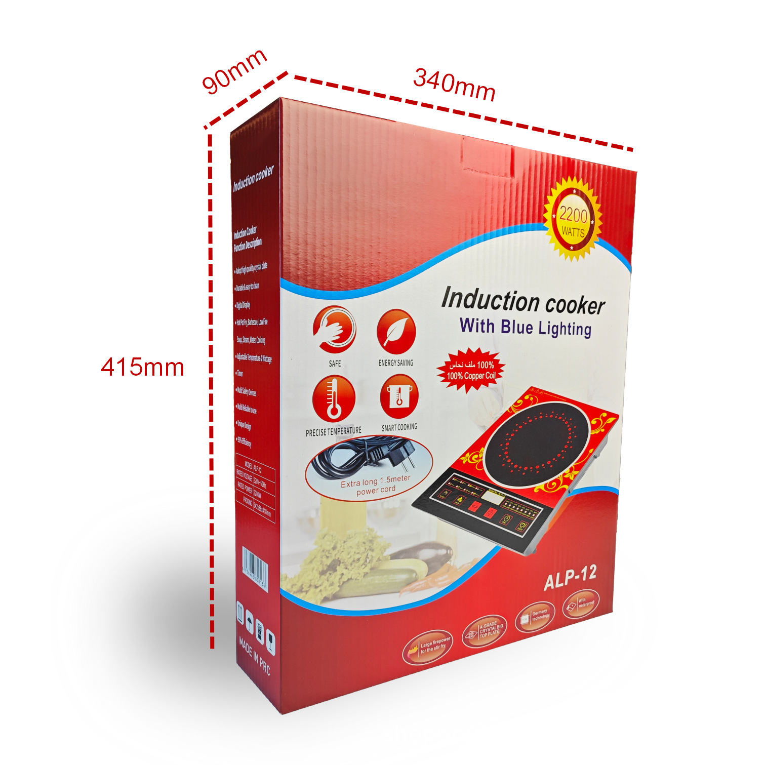 Cocina de inducción doméstica comercial, olla caliente multifuncional, cocina salteada, estufa de cerámica eléctrica, exportación de comercio exterior 110V