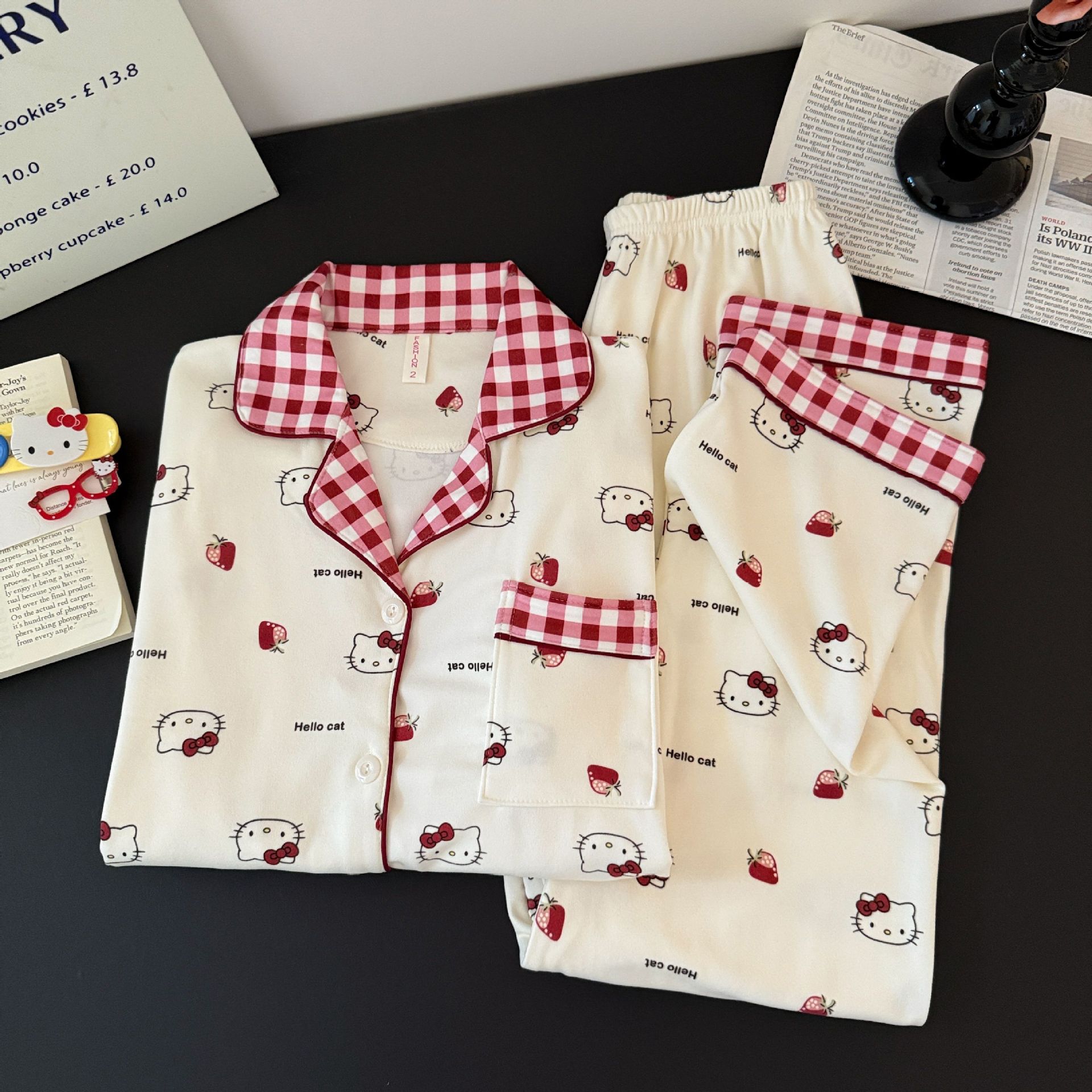 Invierno al por mayor transfronterizo 260G Cardigan grueso de dibujos animados calentamiento pijamas de mujeres cómodas mangas largas pantalones largos ropa para el hogar